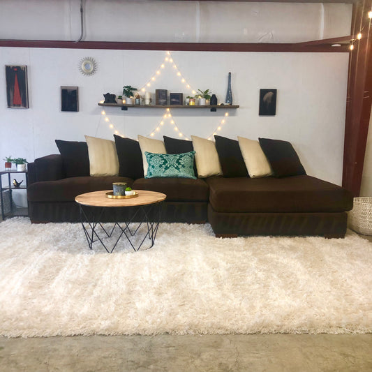 Chocolate & Tan Sectional w/ Oversized Chaise - Delivery Available #C174