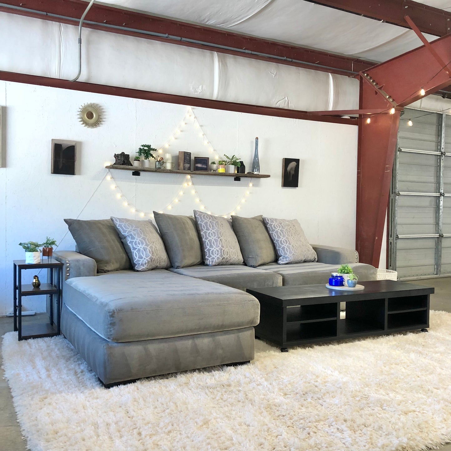 Gray L Sectional w/ Silver Nailhead - Delivery Available #C221