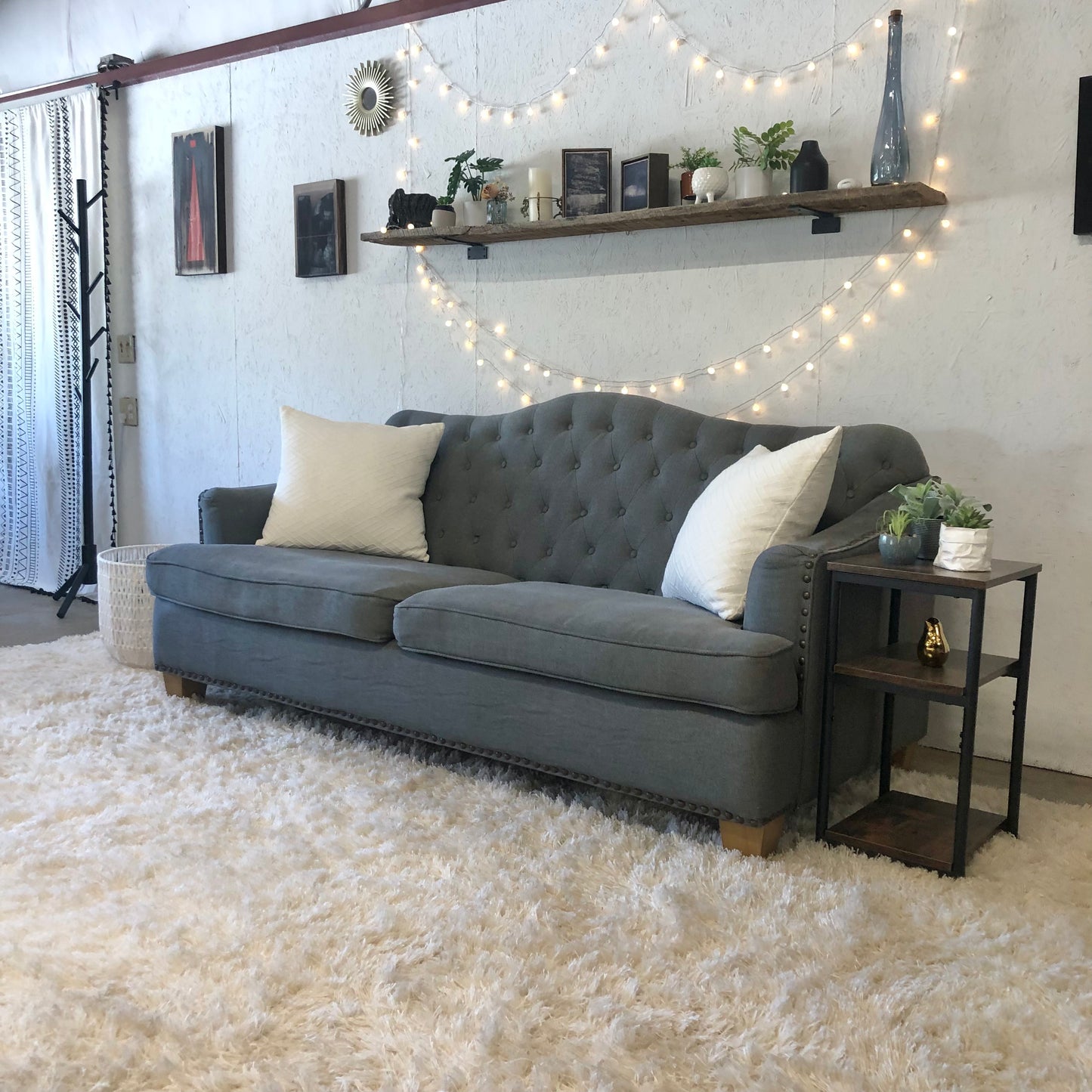 Gray Tufted Nailhead Sofa / Couch  #C235
