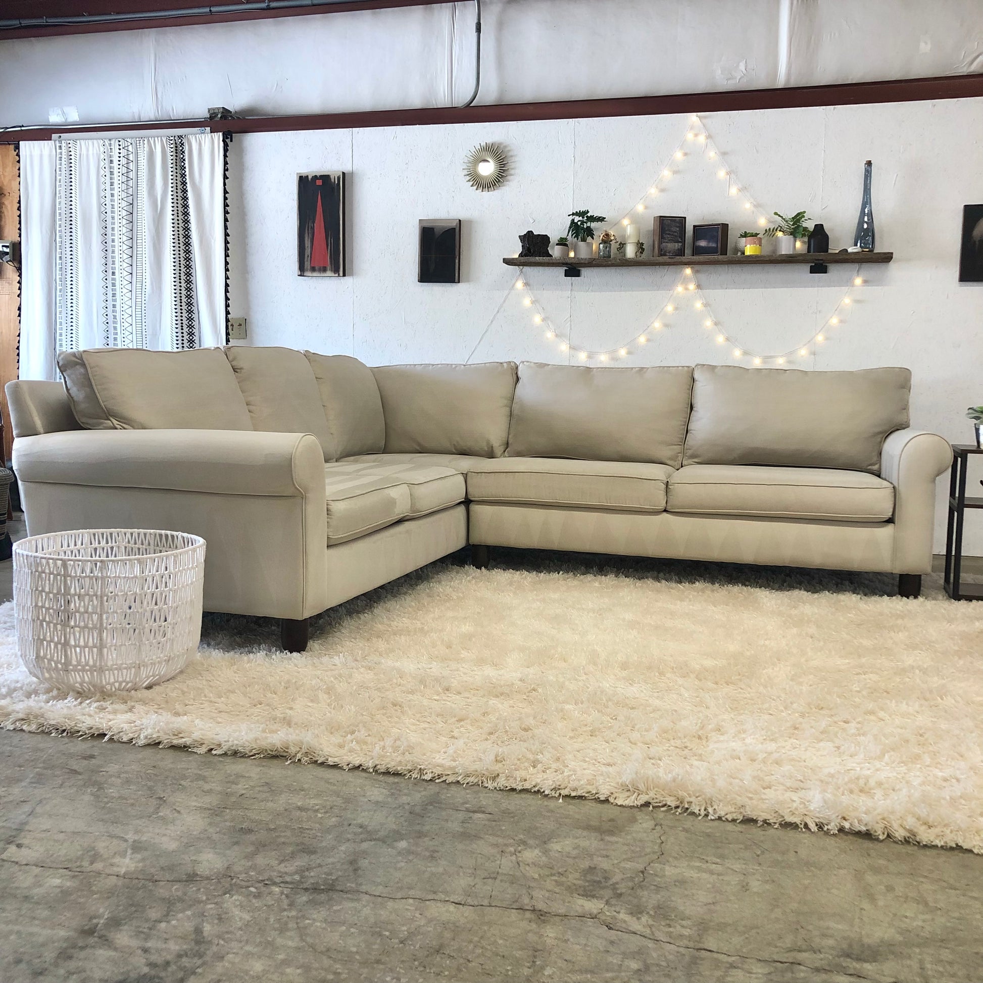 Havertys Beige Sand 2 Piece Sectional