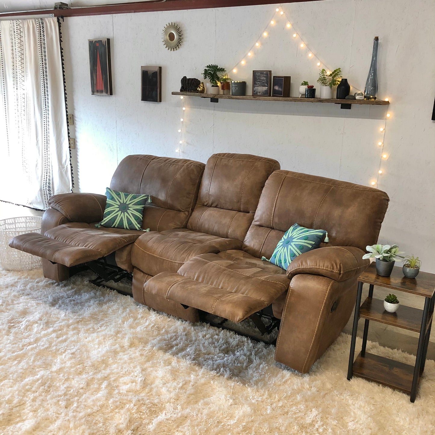 Soft Brown Suede-like Reclining Couch - Delivery Available!