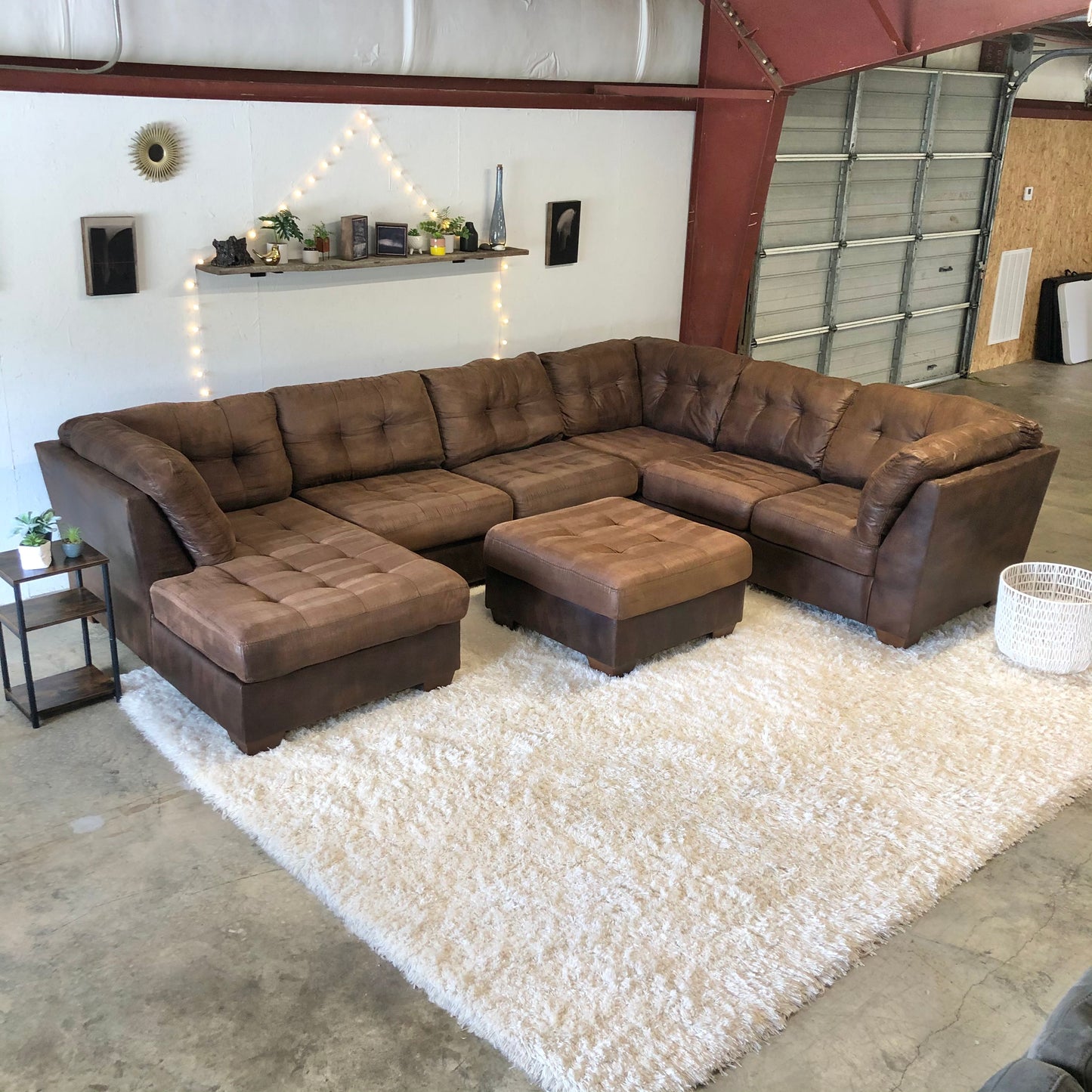 Brown Ashley Furniture 3-piece Sectional w/ Ottoman - Delivery Available