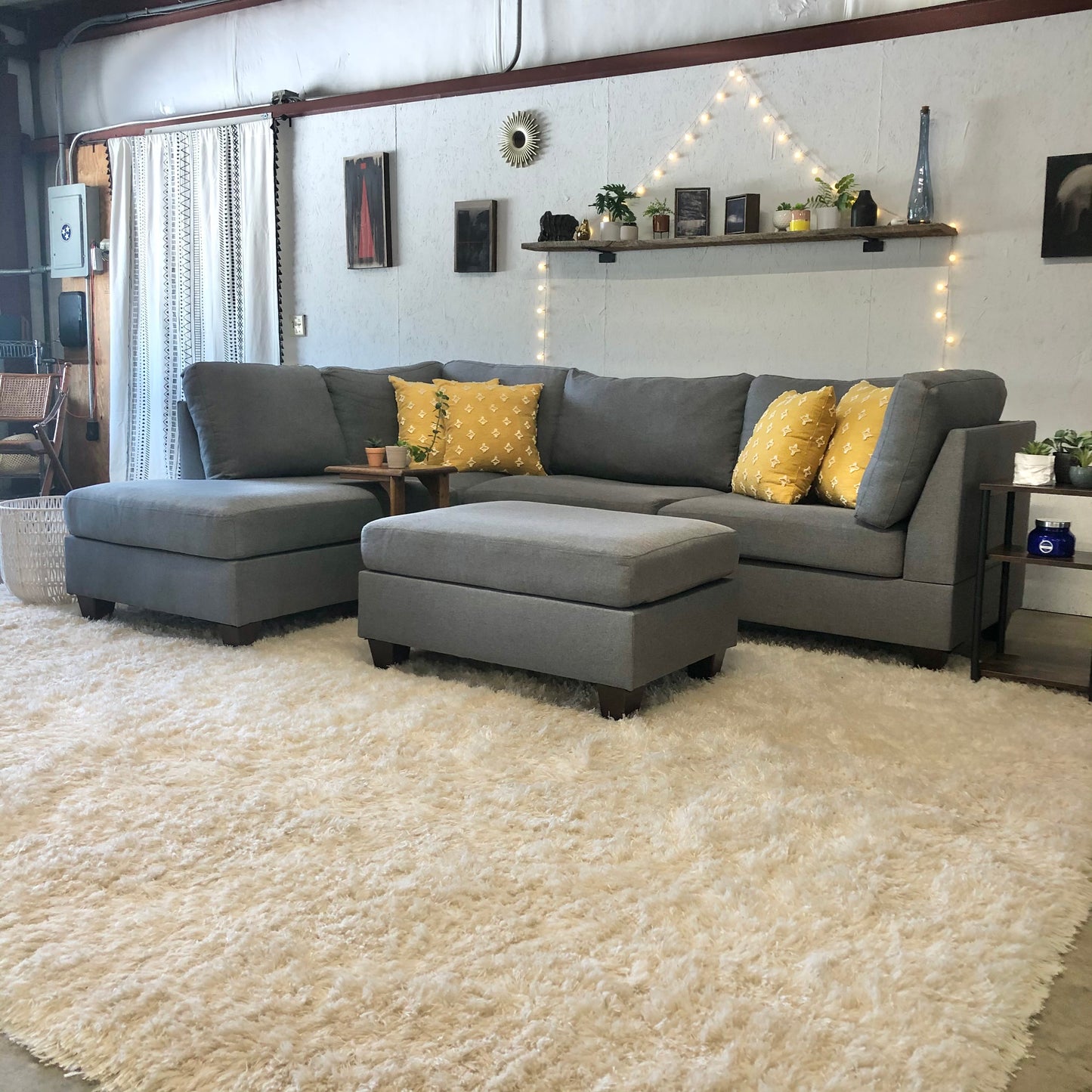 Gray Modern Sectional with Ottoman - Delivery Available