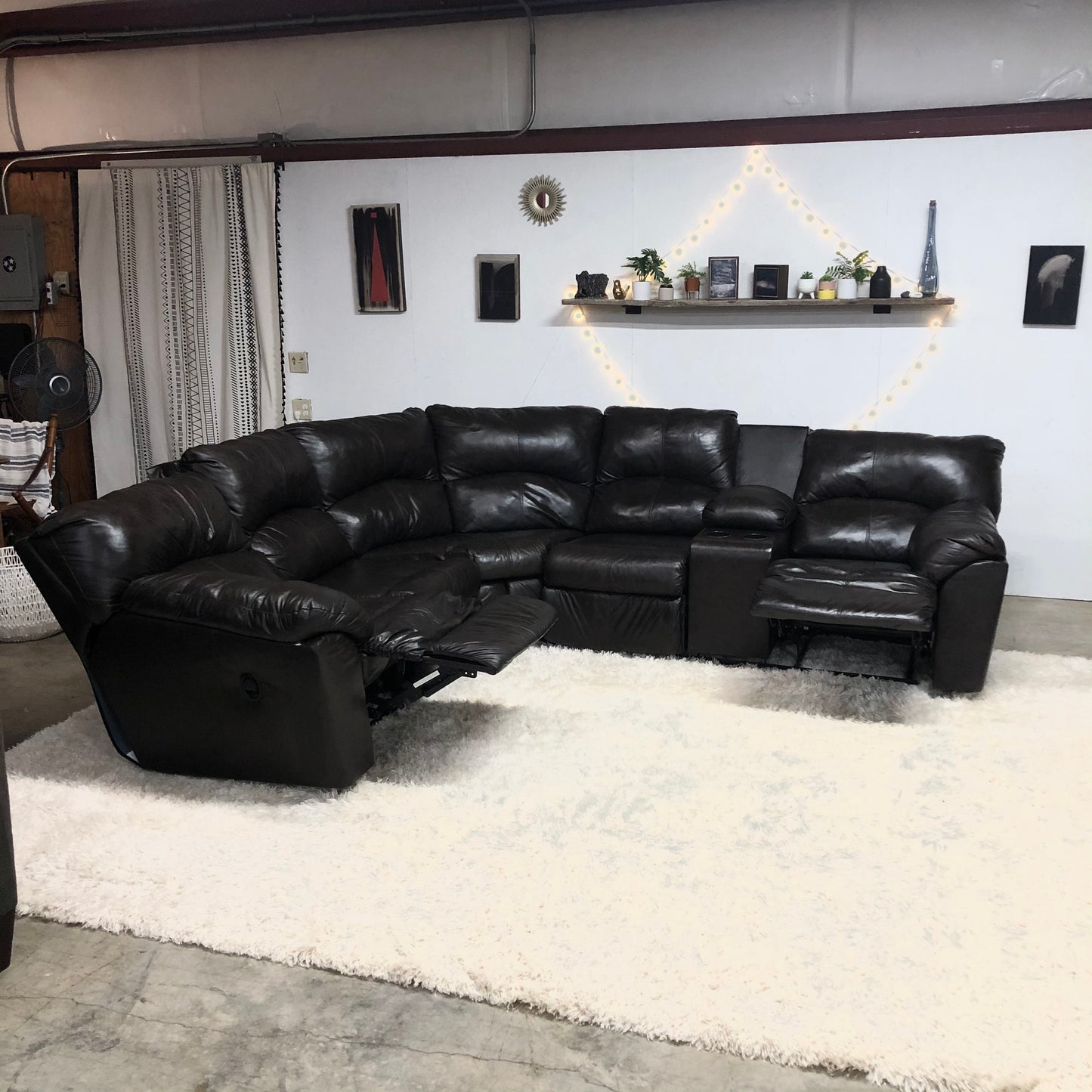 Dark Brown Manual Reclining Sectional - Delivery Available