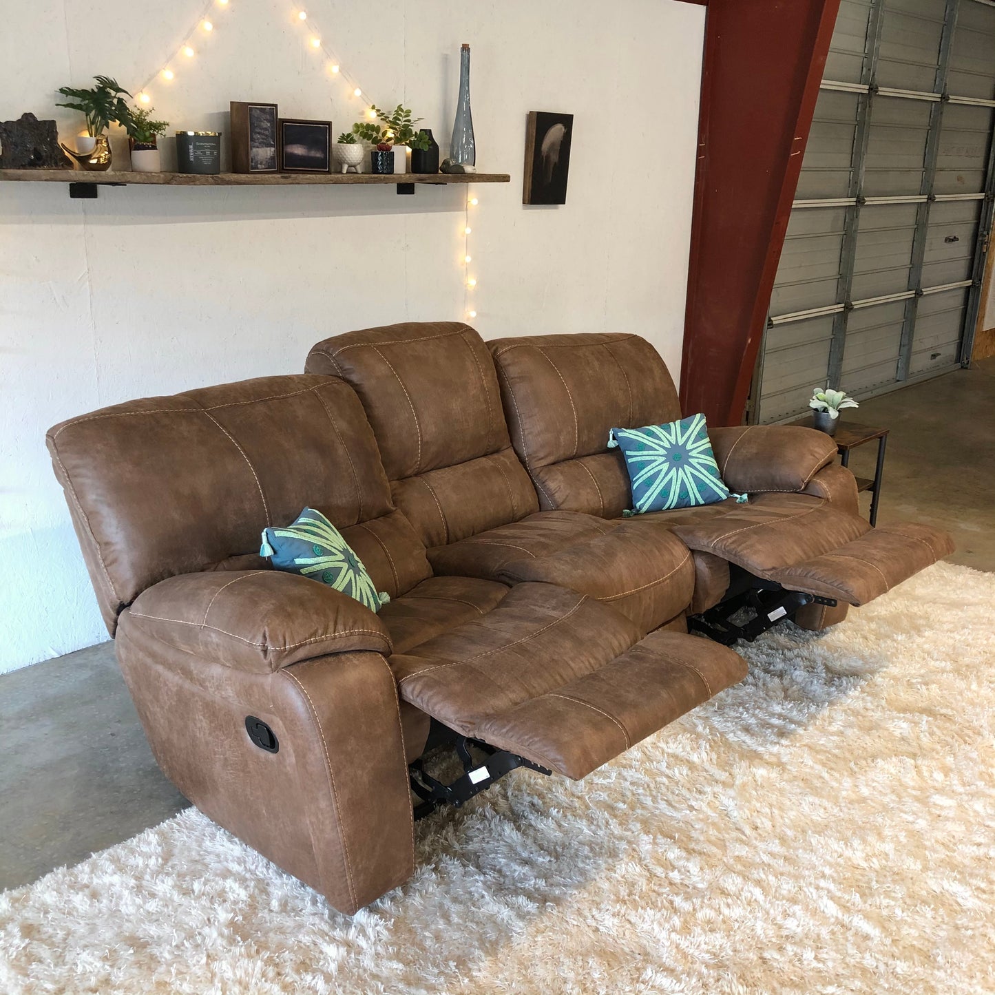 Soft Brown Suede-like Reclining Couch - Delivery Available!