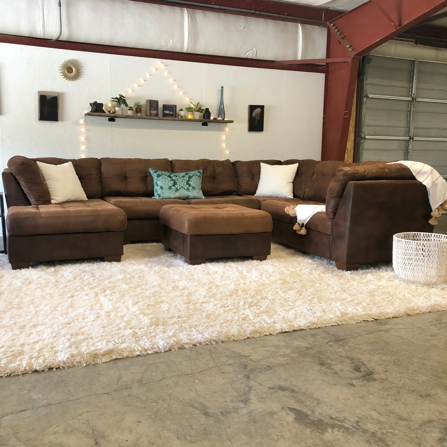 Brown Ashley Furniture 3-piece Sectional w/ Ottoman - Delivery Available