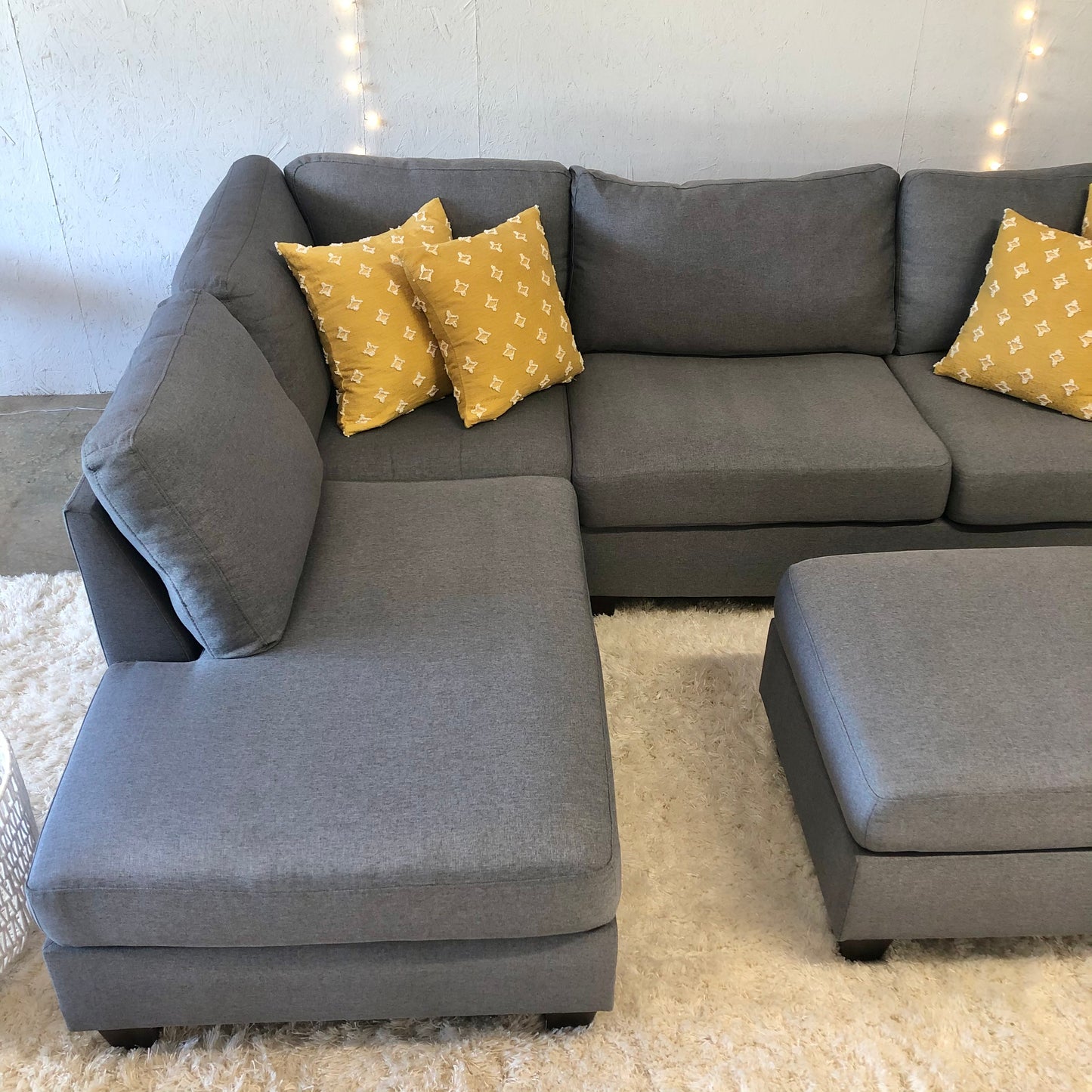 Gray Modern Sectional with Ottoman - Delivery Available