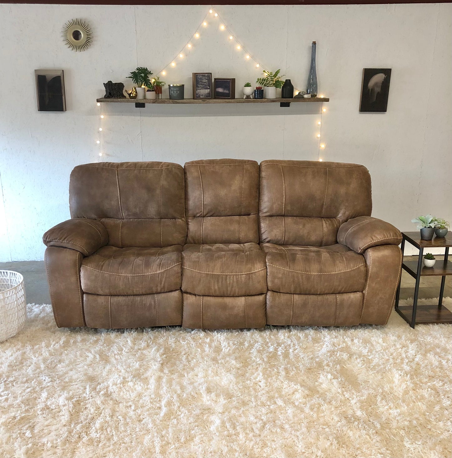 Soft Brown Suede-like Reclining Couch - Delivery Available!