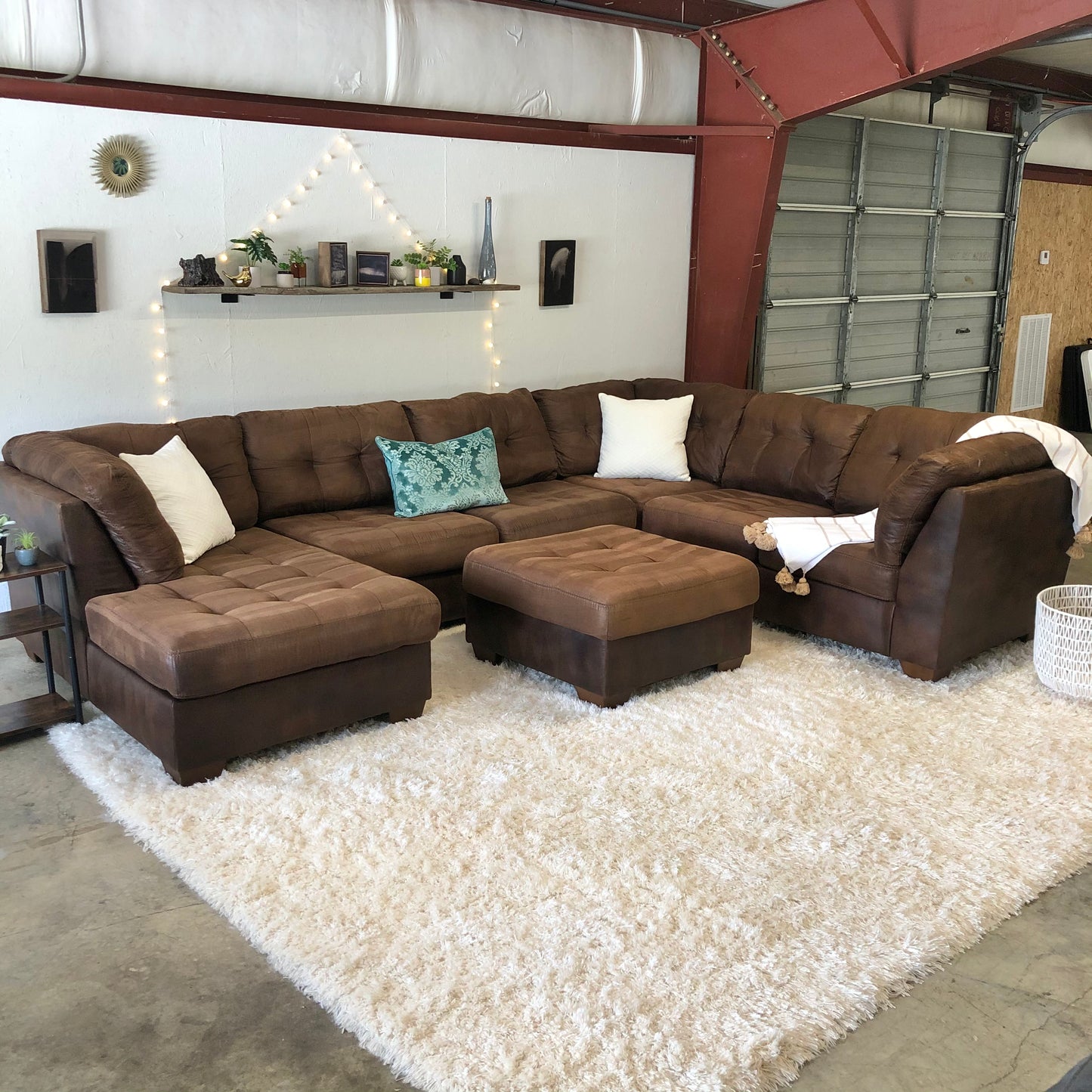 Brown Ashley Furniture 3-piece Sectional w/ Ottoman - Delivery Available