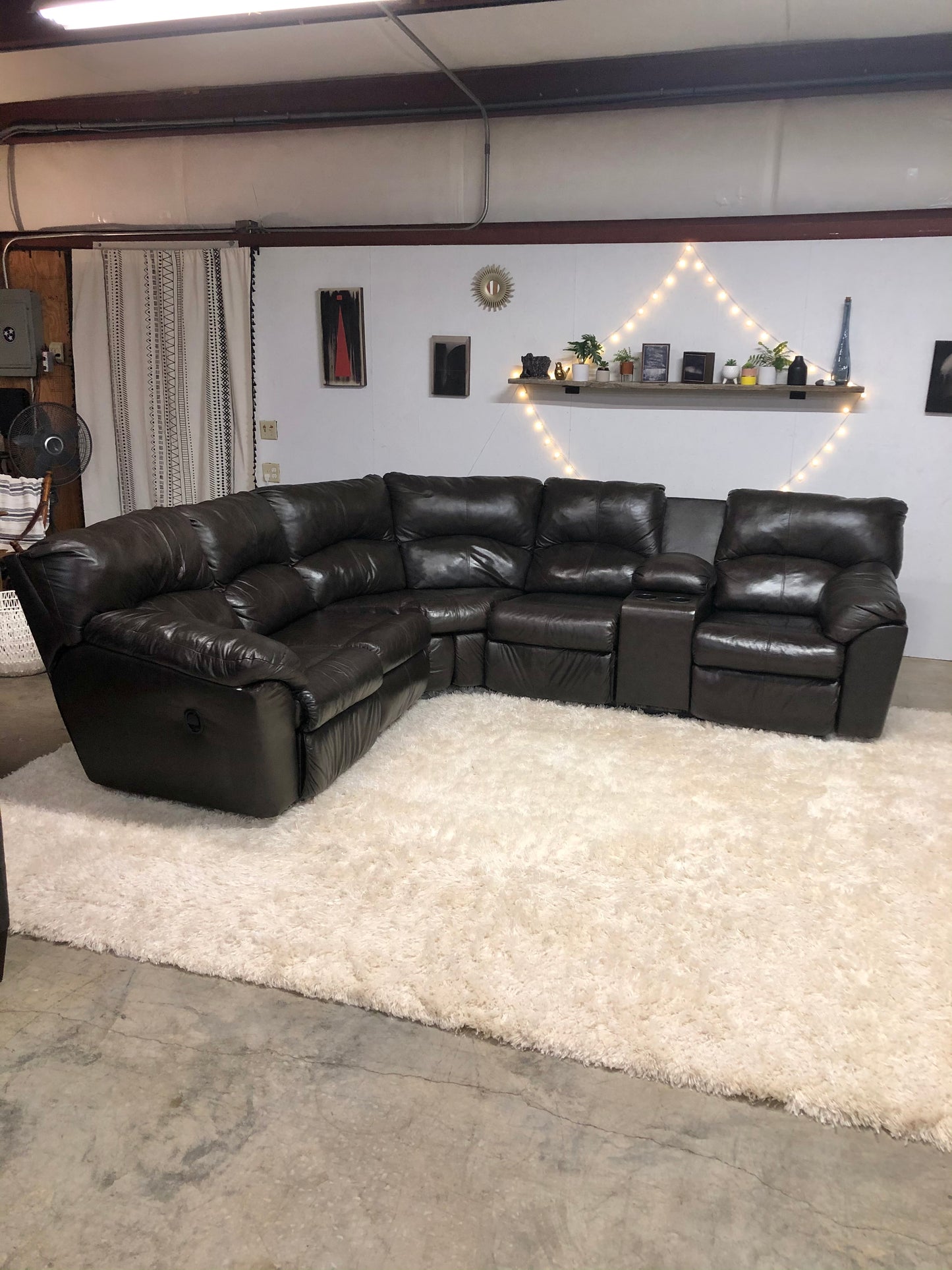 Dark Brown Manual Reclining Sectional - Delivery Available