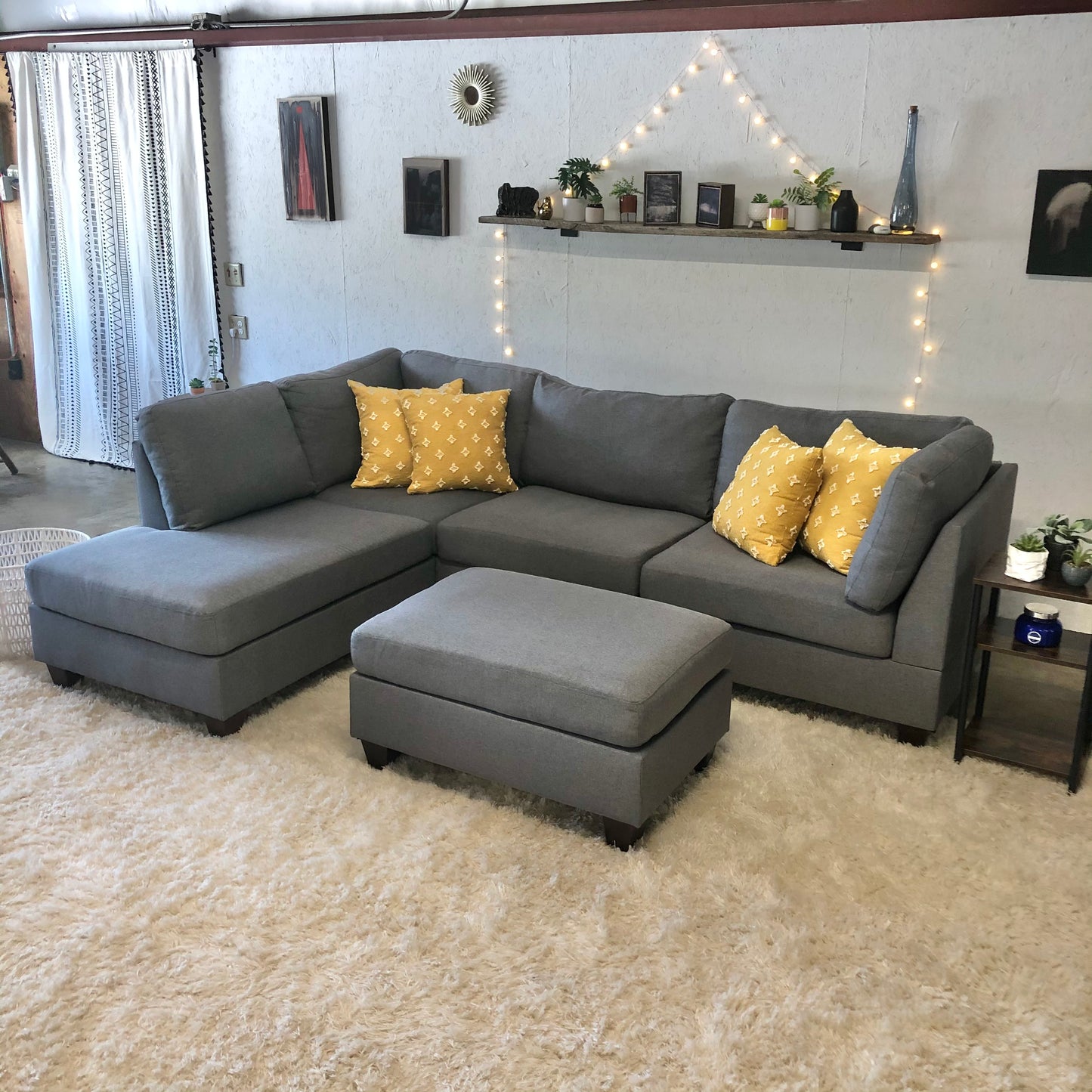 Gray Modern Sectional with Ottoman - Delivery Available