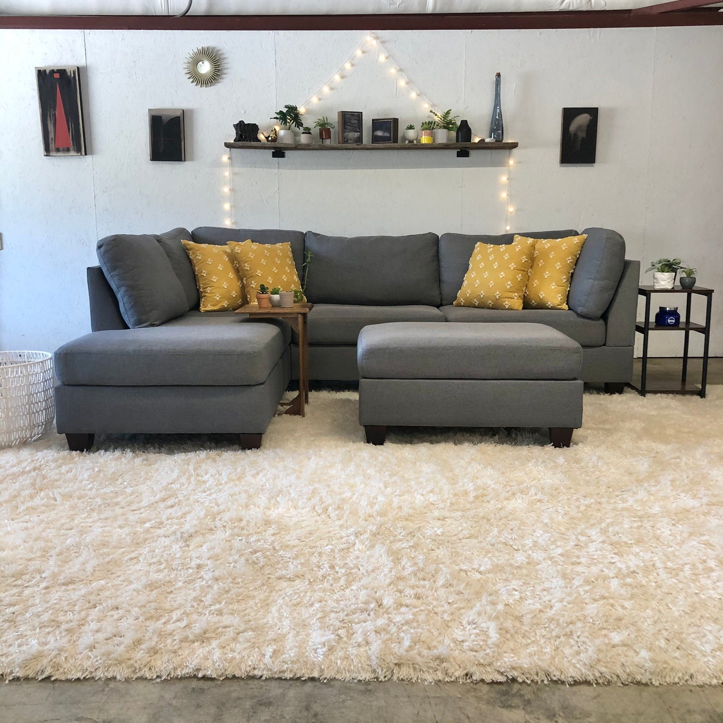 Gray Modern Sectional with Ottoman - Delivery Available