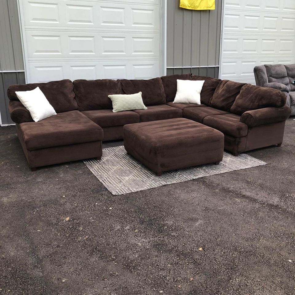 Brown 3 Piece Sectional Couch With