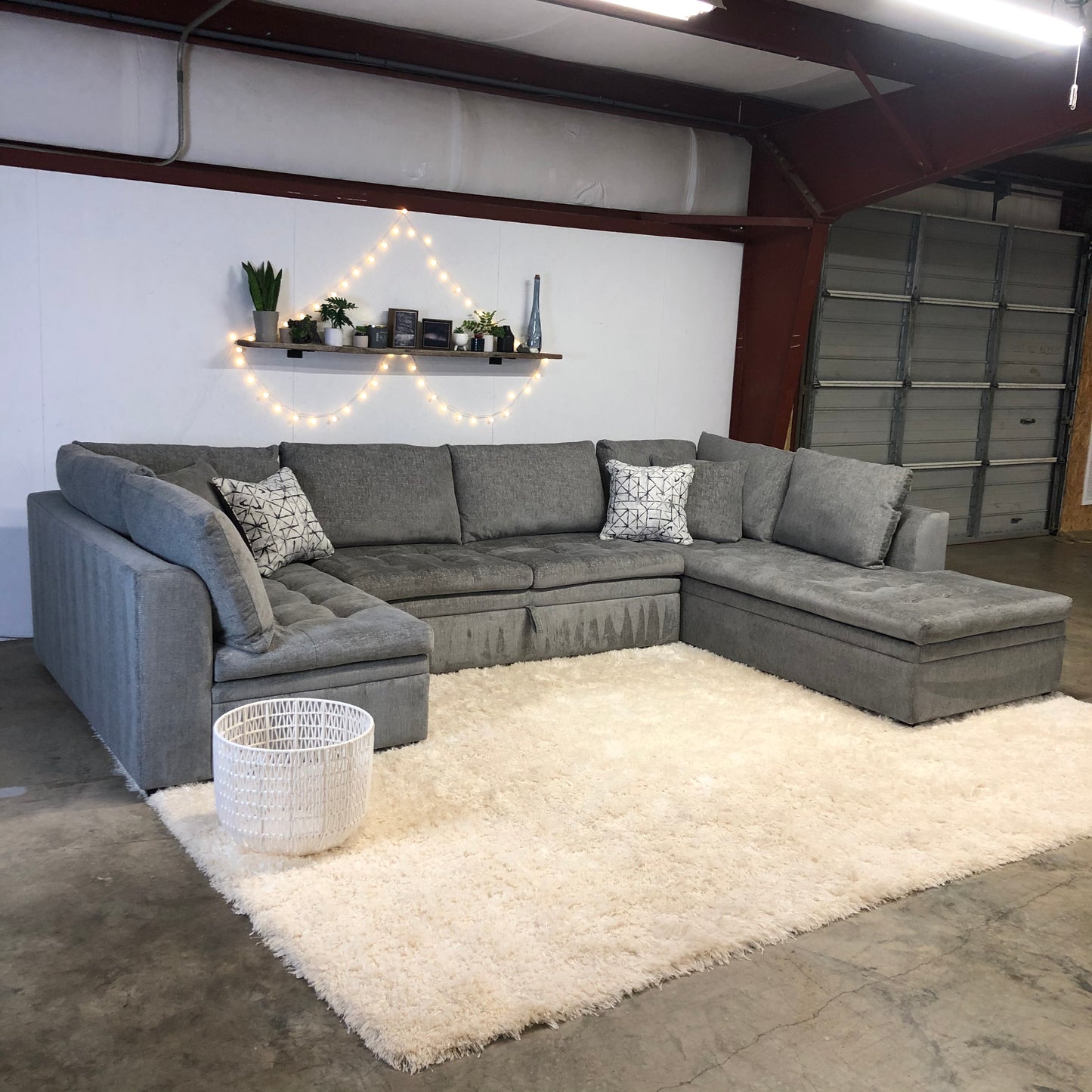 Oversized 3-Piece Gray Sectional with Pull-out bed - Delivery Available