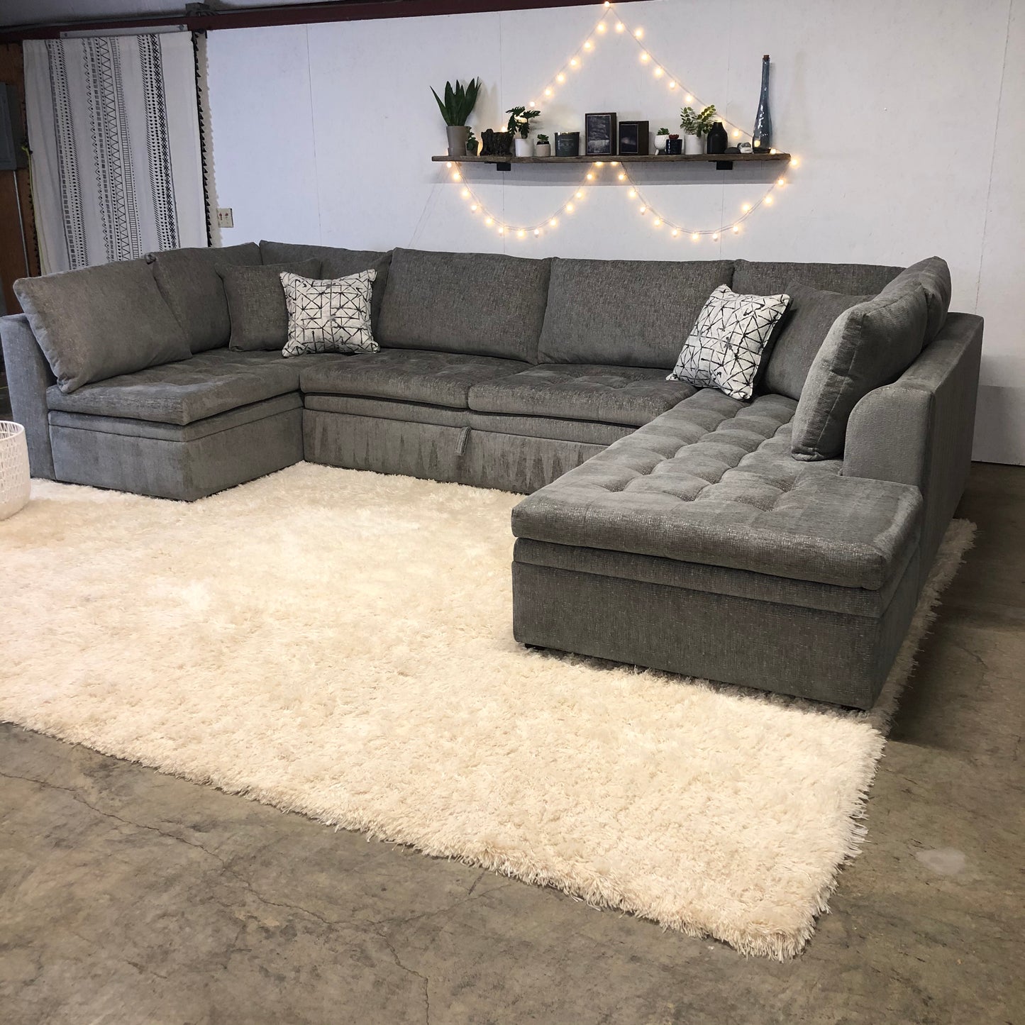 Oversized 3-Piece Gray Sectional with Pull-out bed - Delivery Available